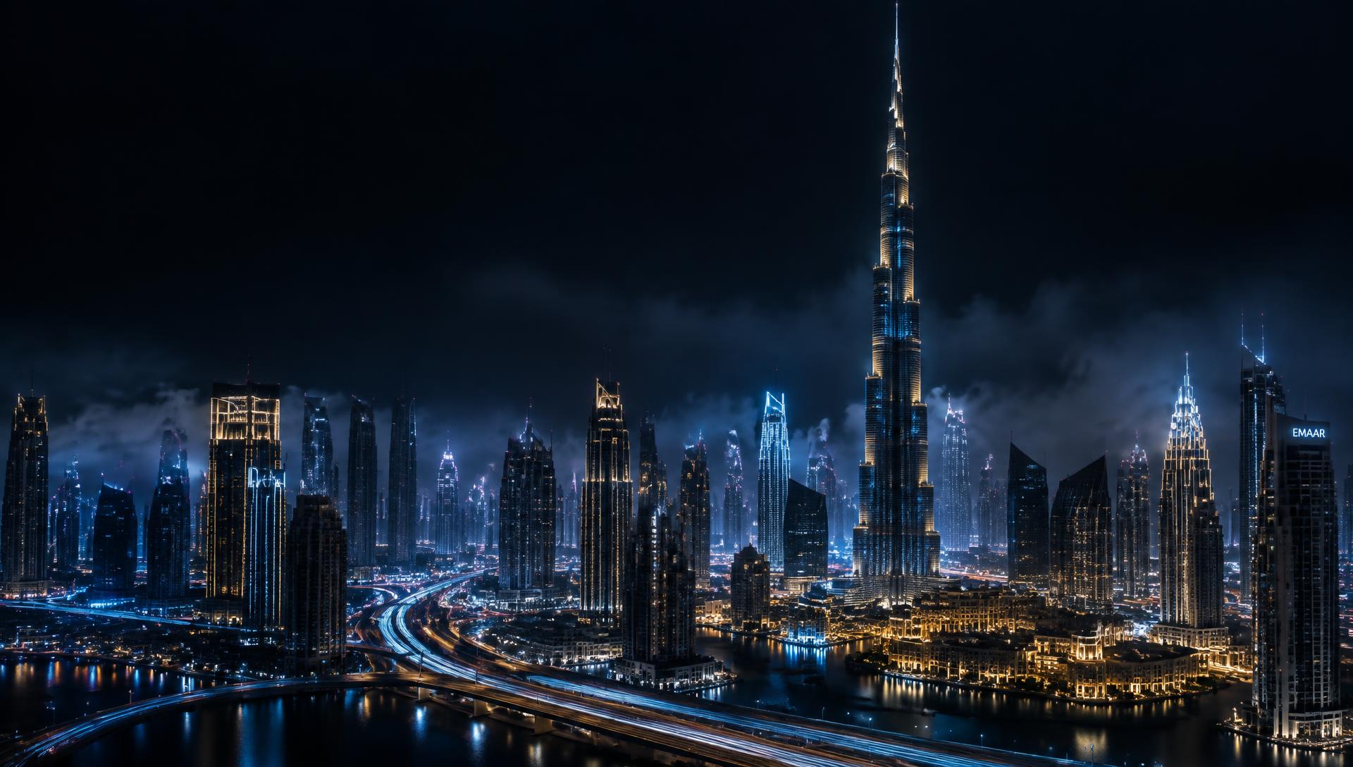 Dubai skyline at night